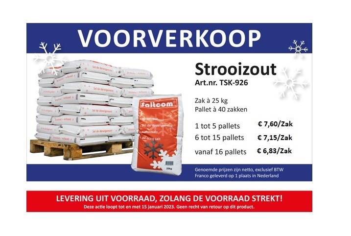 Strooizout kwaliteit steenzout. Zak à 25 Kg