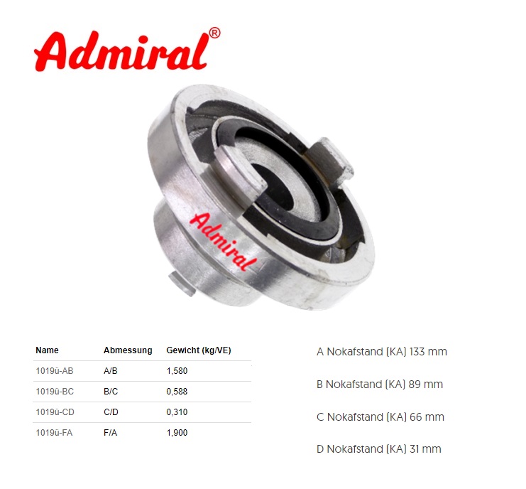 Storz-overgangsstuk 52-C / 25-D AL | DKMTools - DKM Tools