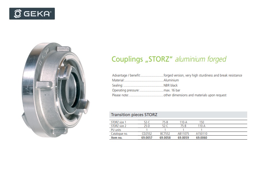 Storz-overgangsstuk 52-C / 25-D AL