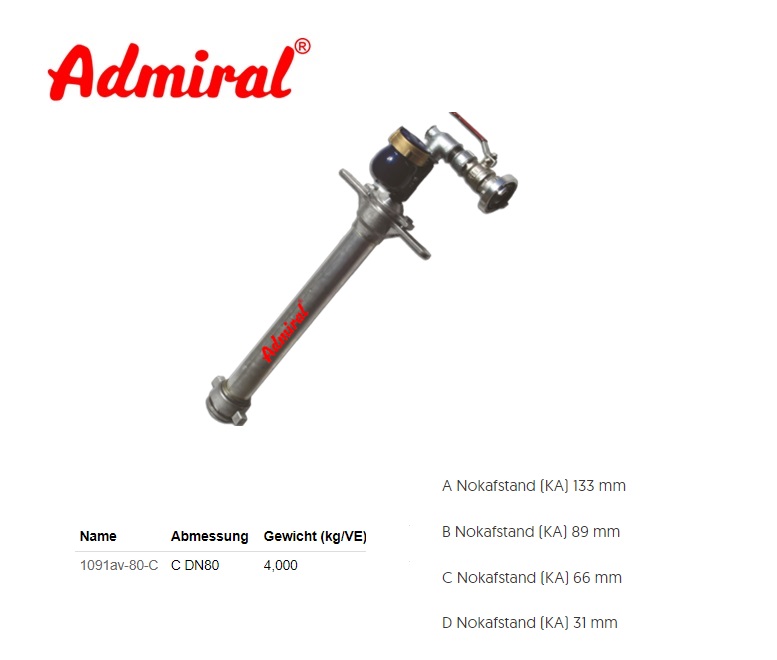 Storz standpijp met watermeter C DN80