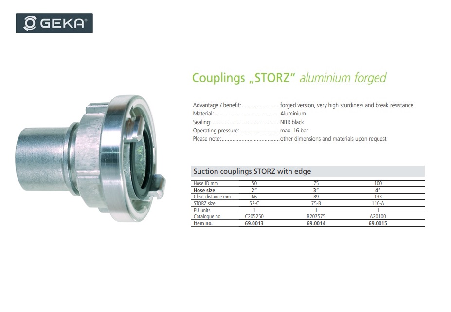 Storz-koppelingen met met rand 52-C KA 66mm AL f. 2