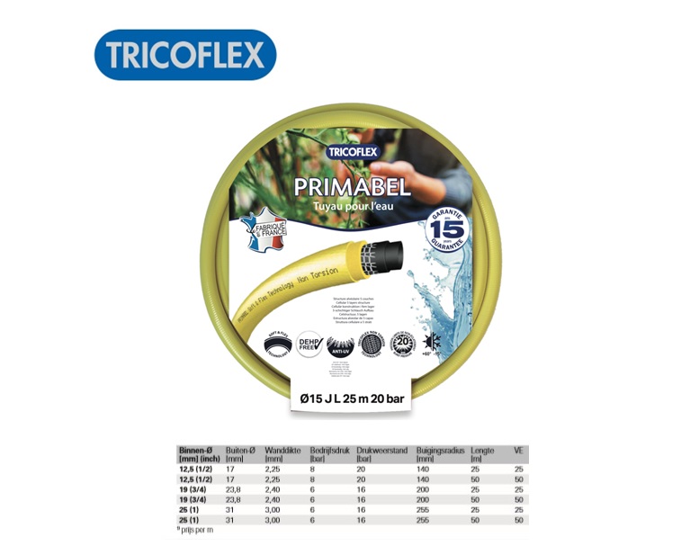 Waterslang lengte 50 m binnen Ø 19 mm buiten Ø 25 mm | DKMTools - DKM Tools