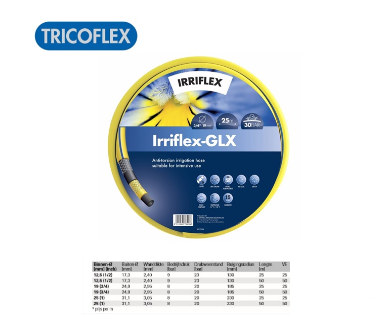 Irriflex waterslang, lengte 25 m, binnen-Ø 12,5 mm, buiten-Ø 17,3 mm