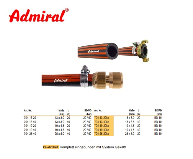 Rubberen waterslang Admiral Therm 1/2