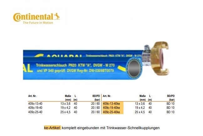 Drinkwaterslang Aquapal 8 x 3,0 mm / 40 m