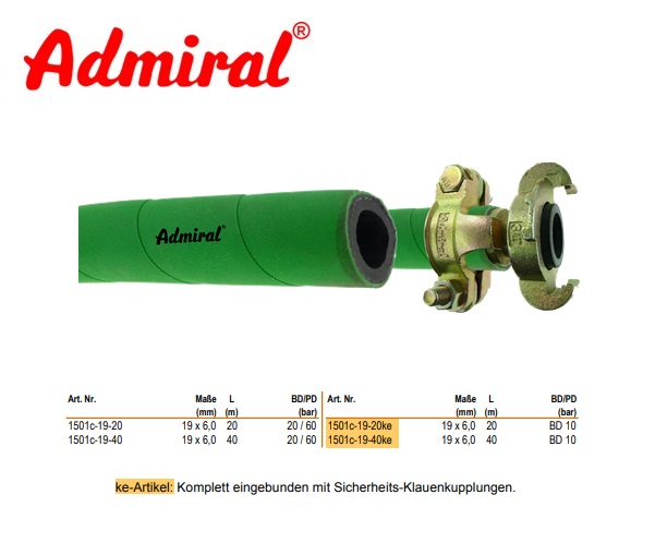 Persluchtslang Admiral Superpress 19 x 6,0 mm / 20 m