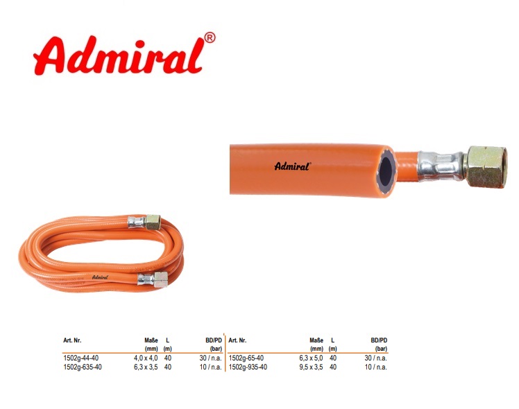 Gasslang Admiral Propaan TPR 4,0 x 4,0 mm / 40 m BD 30 | DKMTools - DKM Tools