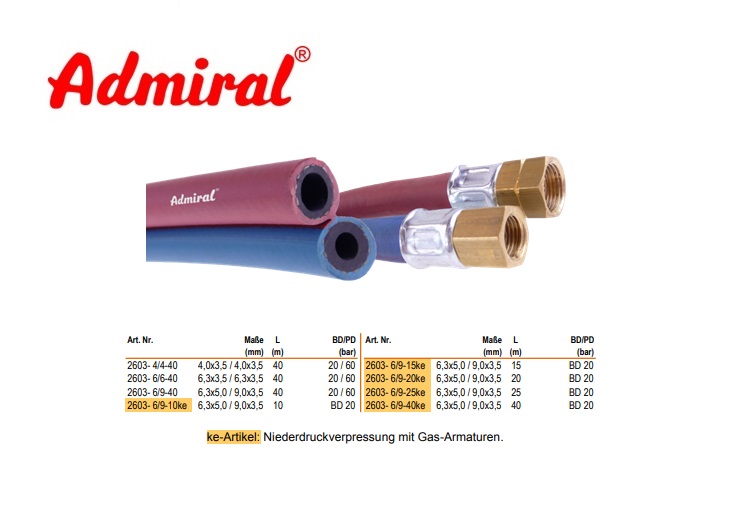 Gasslang Admiral Twin 4/4 / 40 m