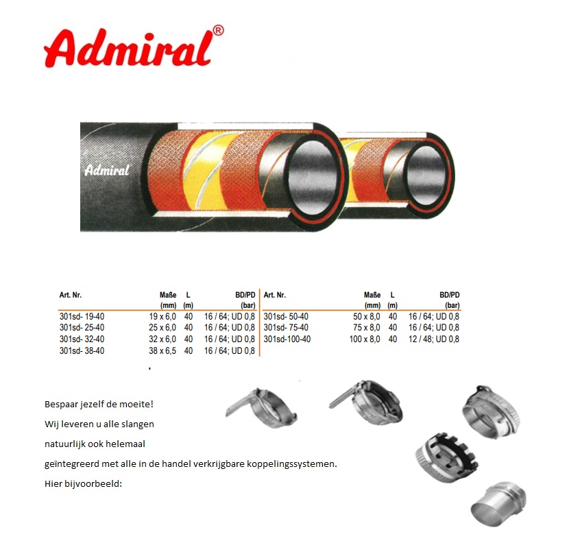 Chemicaliën Zuig-Persslang EPDM 38 x 6,5 mm / 20 m | DKMTools - DKM Tools