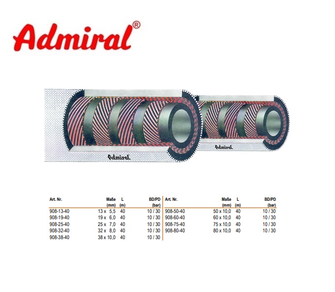 Industriële slang Admiral Glas 13 x 5,5 mm / 40 m