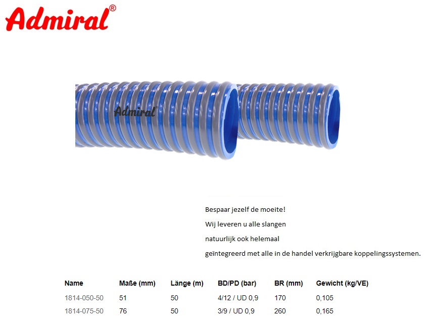 Zuig en persslang Admiral Spiralflex 51 x 5,3 mm / 50 m