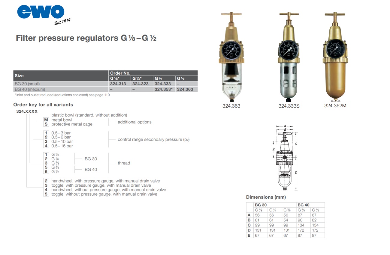 Drukregelaar met filter G 1 / 4 