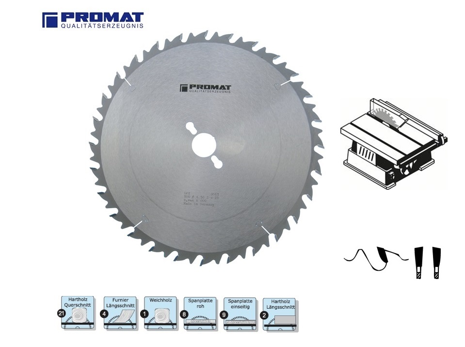 Promat Hardmetalen precisiecirkelzaagblad 300/30/28Z- WEC