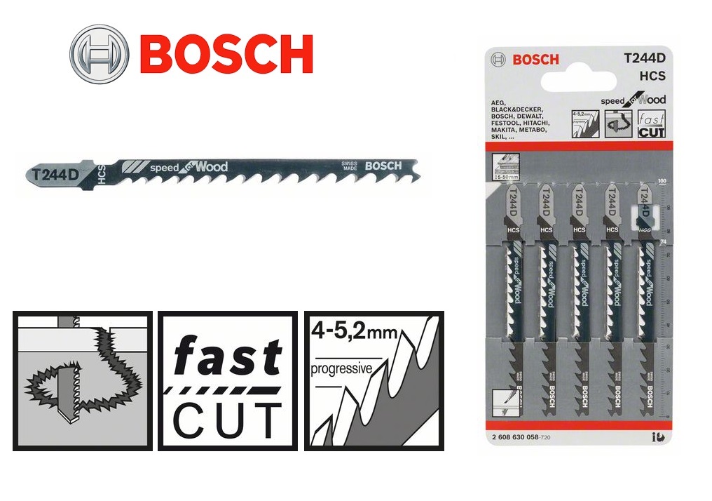Bosch Decoupeerzaagblad T244D 5-50mm 74x4mm