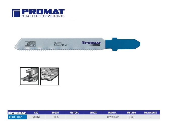 Decoupeerzaagblad T 118 A 55x1.2mm plaat/staal/aluminium 5 stuks/VE