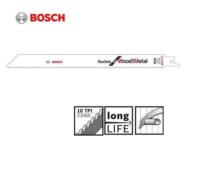 Reciprozaagblad S1122 VF 225x0,9 - 1,8-2,6 / 10-14 hout met spijkers | DKMTools - DKM Tools