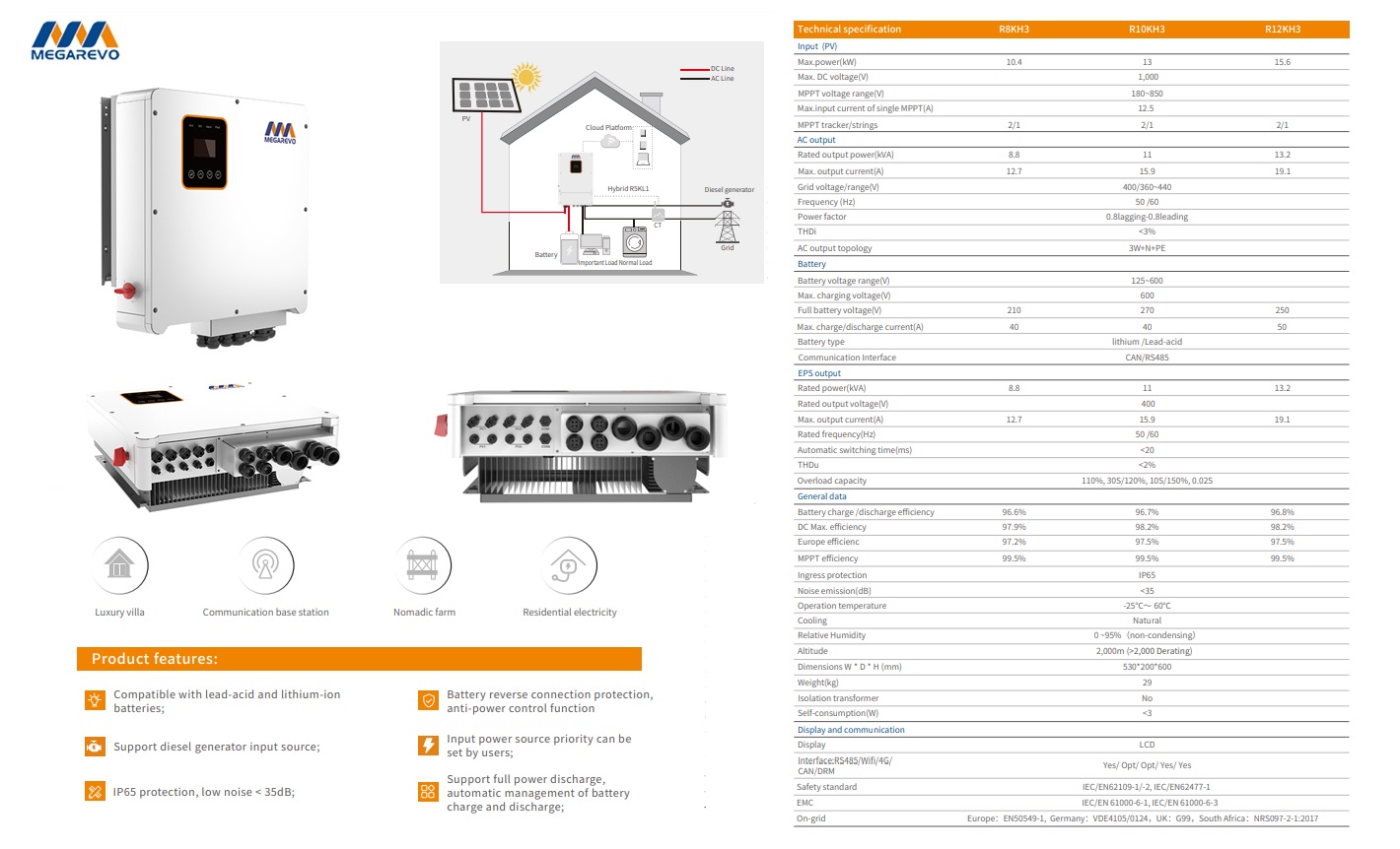 Hybride omvormer 8kw Enkelfasige ESS | DKMTools - DKM Tools