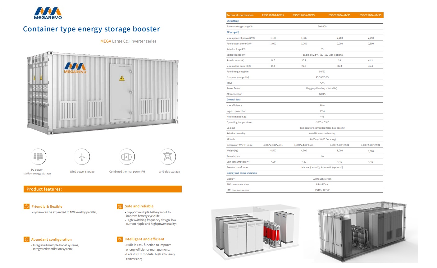 Container energieopslag booster ESSC1000A-MV35