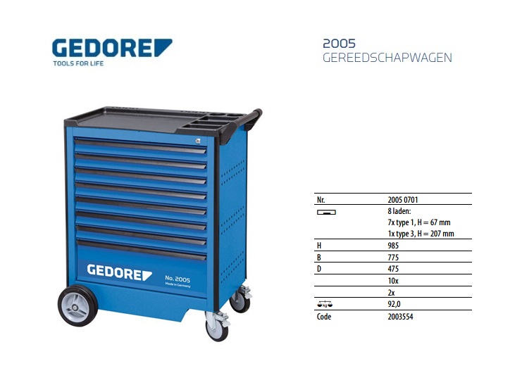 Gereedschapwagen met 6 laden Gedore 1640755 | DKMTools - DKM Tools