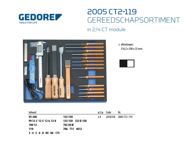 Gereedschapsortiment in 4/4 CT module, 13-dlg Gedore 2016303 | DKMTools - DKM Tools