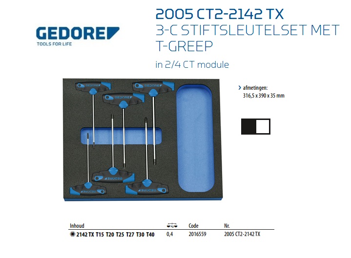 Stiftsleutelset met T-greep 2/3 ES | DKMTools - DKM Tools