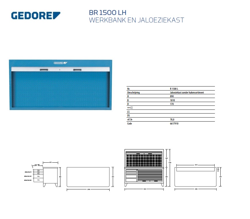 Jaloeziekast zonder hakensortiment Gedore 6617910