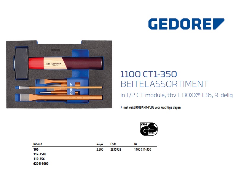 Beitelassortiment, in 1/2 L-BOXX 136 module