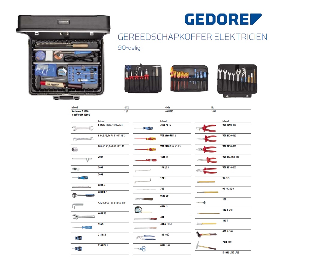 Gereedschapkoffer elektricien 90-dlg