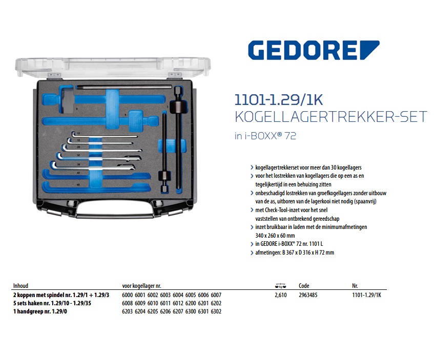 Kogellagertrekker-set in i-BOXX 72