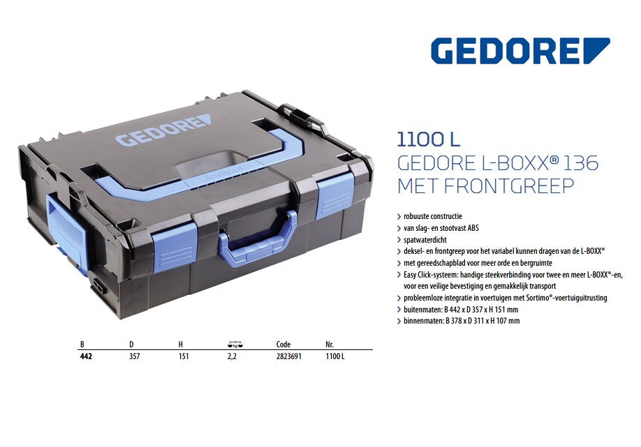 GEDORE L-BOXX 136 leeg, 442x357x151 mm