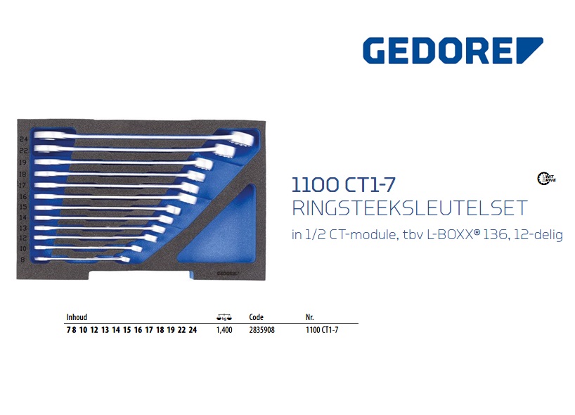 Ringsteeksleutelset, in 1/2 L-BOXX 136 module