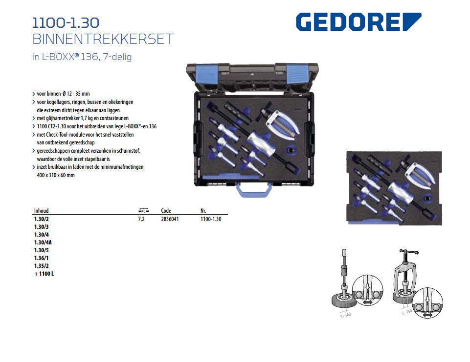 Binnentrekkerset, in 2/2 L-BOXX 136 module | DKMTools - DKM Tools