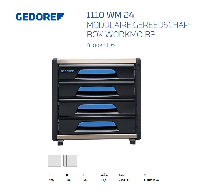 Modulaire gereedschapbox WorkMo B2 4 laden H6