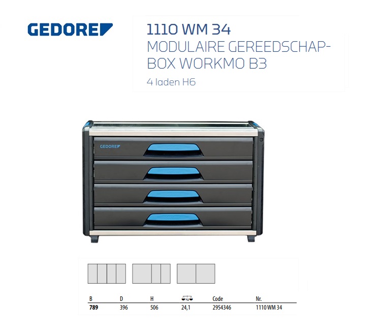 Modulaire gereedschapbox WorkMo B3 4 laden H6