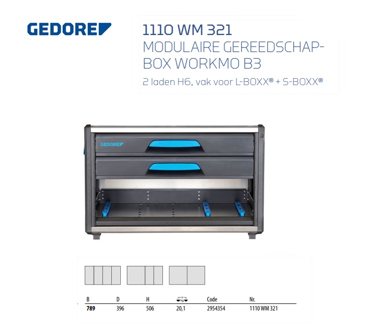Modulaire gereedschapbox WorkMo B3 2 laden H6