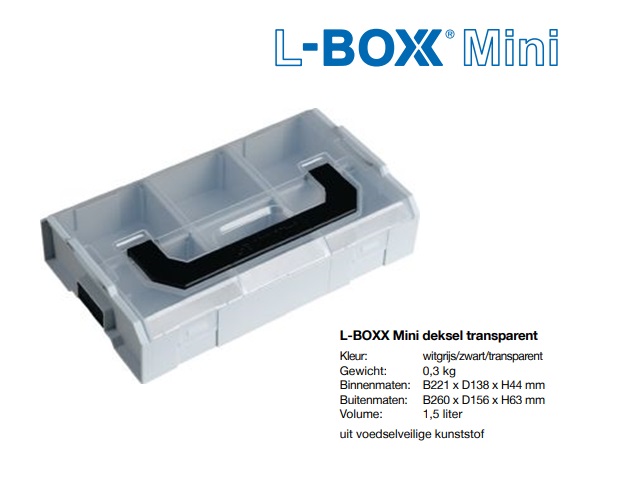 L-BOXX Mini deksel transparent 237,6x149,4x43mm