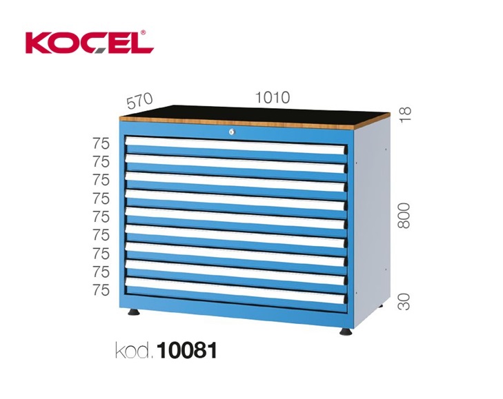 Gereedschapsladekast 9 lades 1010x570x800mm