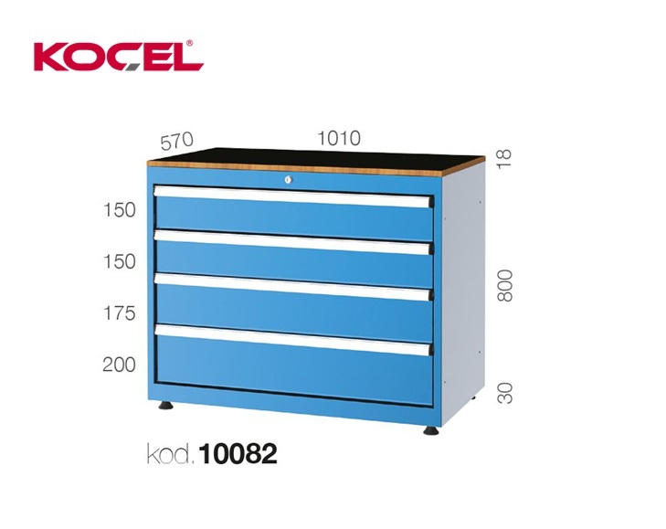 Gereedschapsladekast 4 lades 1010x570x800mm
