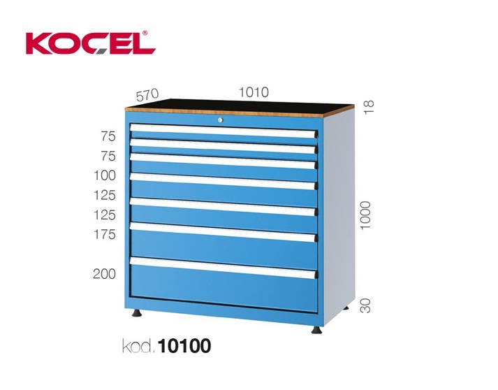 Gereedschapsladekast 7 lades 1010x570x800mm