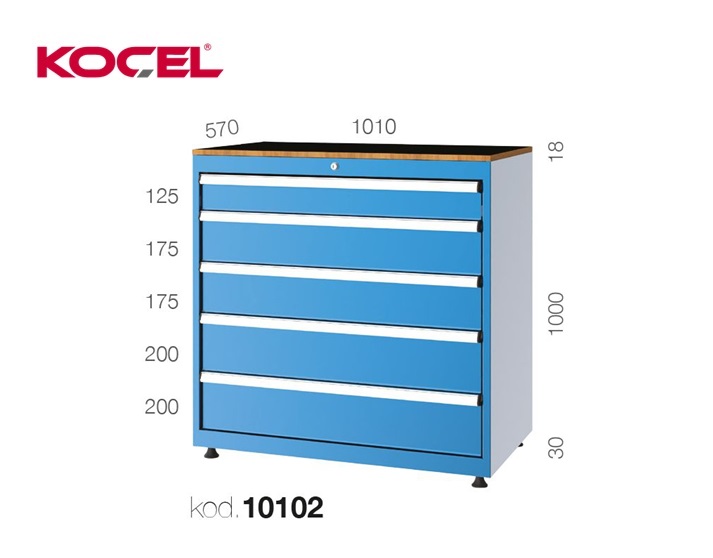 Gereedschapsladekast 5 lades 1010x570x1000mm