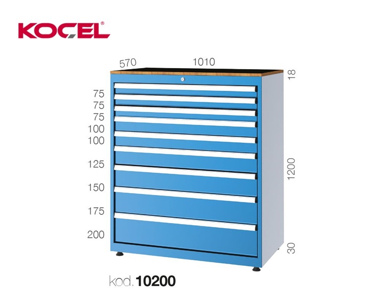 Gereedschapsladekast 9 lades 1010x570x1200mm