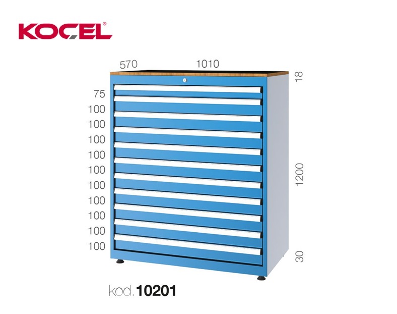 Gereedschapsladekast 11 lades 1010x570x1200mm