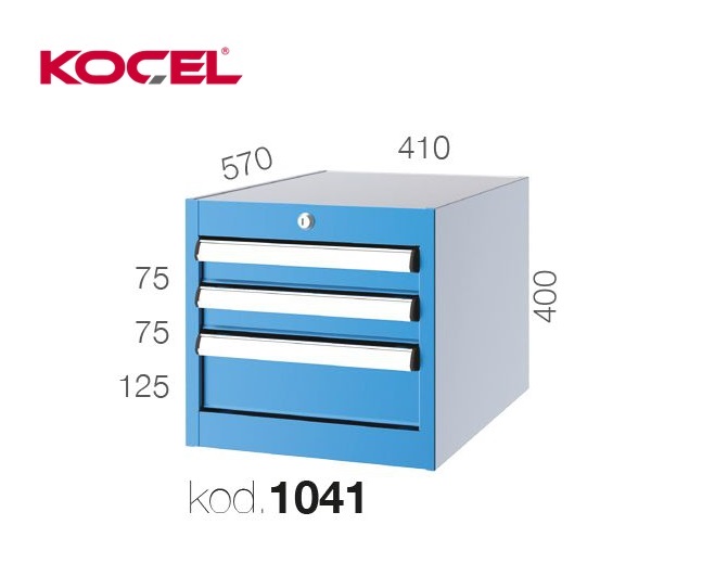 Gereedschapsladekast 3 lades 410x570x400mm