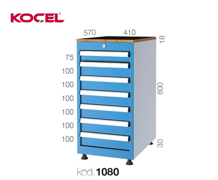 Gereedschapsladekast 7 lades 410x570x800mm