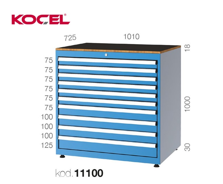 Gereedschapsladekast 10 lades 1010x725x1000mm