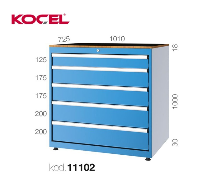 Gereedschapsladekast 5 lades 1010x725x1000mm