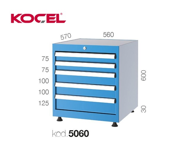 Gereedschapsladekast 5 lades 560X570X600mm