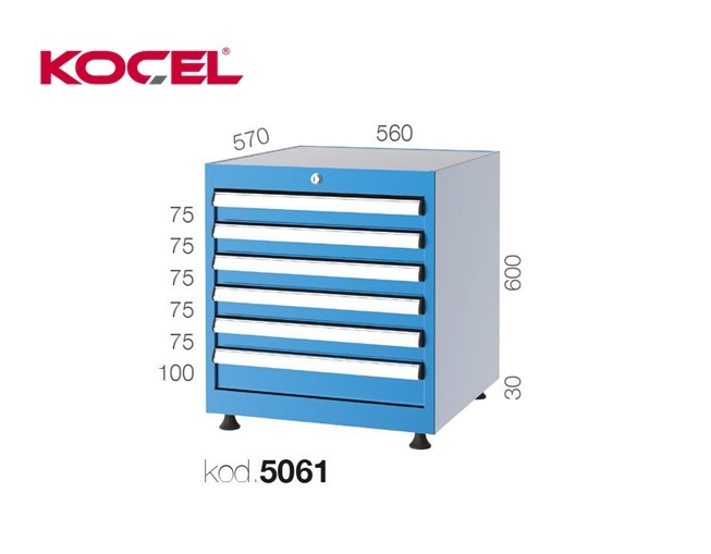 Gereedschapsladekast 6 lades 560X570X600mm