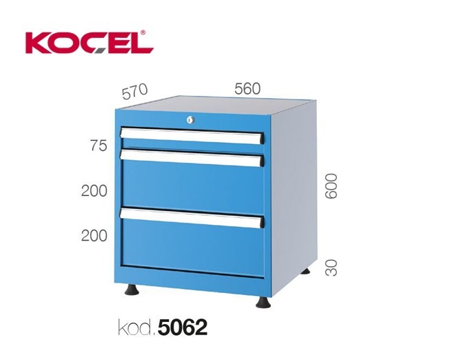 Gereedschapsladekast 3 lades 560X570X600mm