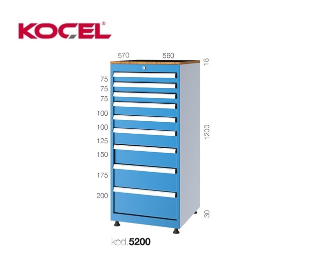 Gereedschapsladekast 9 lades 560X570X1200mm